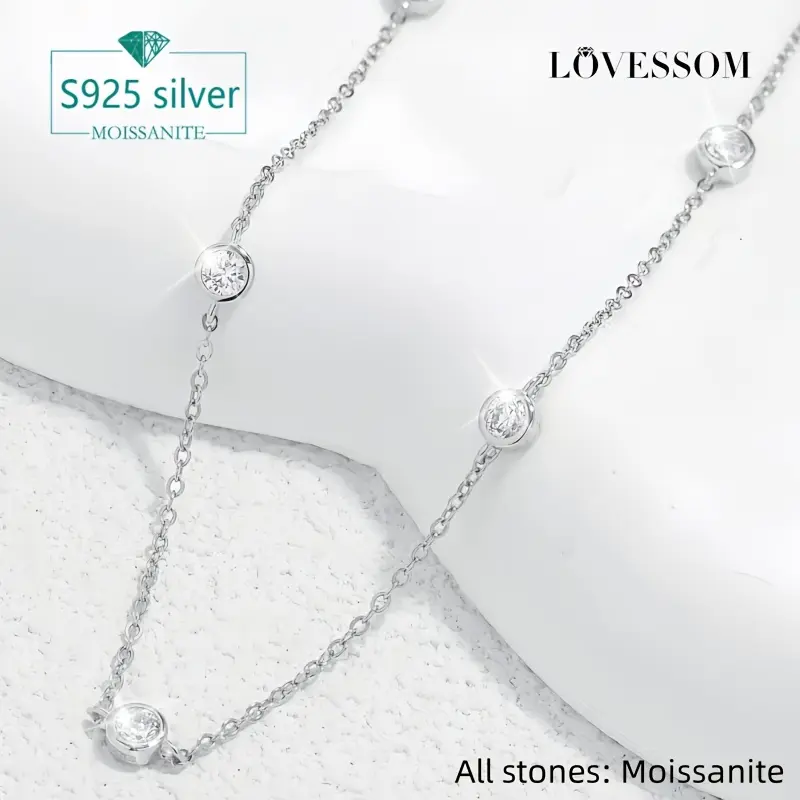A 14K gold-plated 925 silver 2.5-carat round moissanite classic casual simple fashion trend personality elegant retro style bubble necklace for men and women, suitable for daily wear and attending parties, banquets, weddings, engagements, proposals, suita