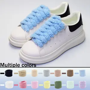 3 pairs of colorful plush 1.5cm wide plush cute casual and versatile wide laces