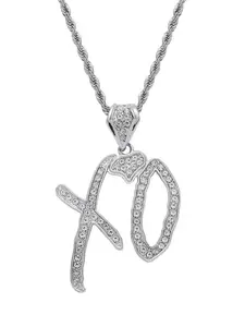 Unise High Hip Hop XO Letter Pendant For Women Men, Initial Necklace, Fashion Cubic Zirconia Exaggerate Creative Gift Jewelry