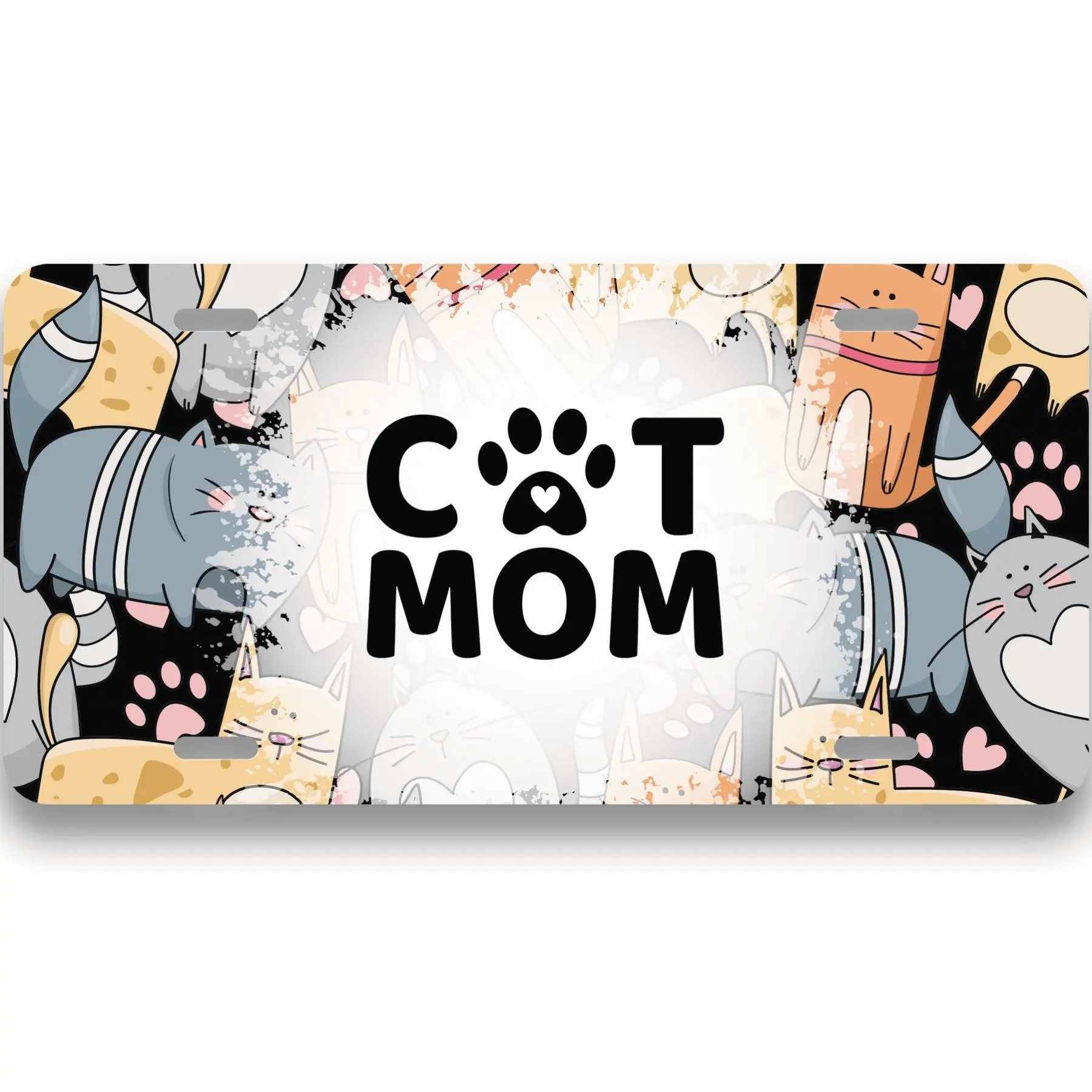 Cat Mom License Plate - 12"x6" License Plate Aluminum Standard Fit - For Car Truck Vanity Plate - Car Accessory Universal Fit - Gift Idea - Novelty Plate - PLP0058