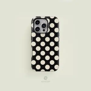 Bold Polka-Dot Black & Cream ip 17 / 16 / 15 / 14 / 13 Pro Max Phone Case