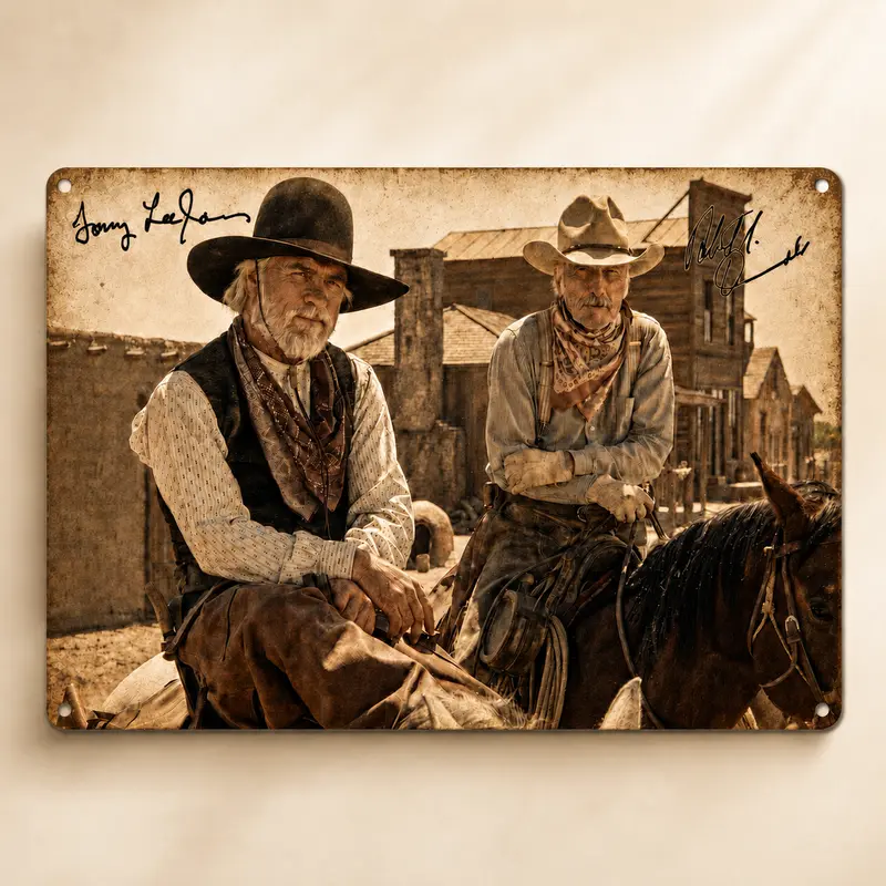 8x12 in Vintage Western Aluminum Metal Decorative Plaque - Lightweight Hanging Wall Decor, Sepia Horse Landscape, Distressed Ranch Style Home Sign, Rustic Charm Western Pattern Gift for Cowboy Fans, Ranch Style Home Signs
