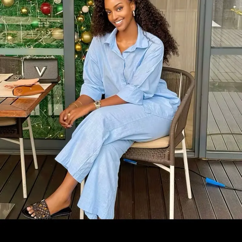 Summer Linen Two Pieces Vacation Outfit - Too and Trousers in Soft Colors, Versatile for Any Occasion - Pants, Clothes