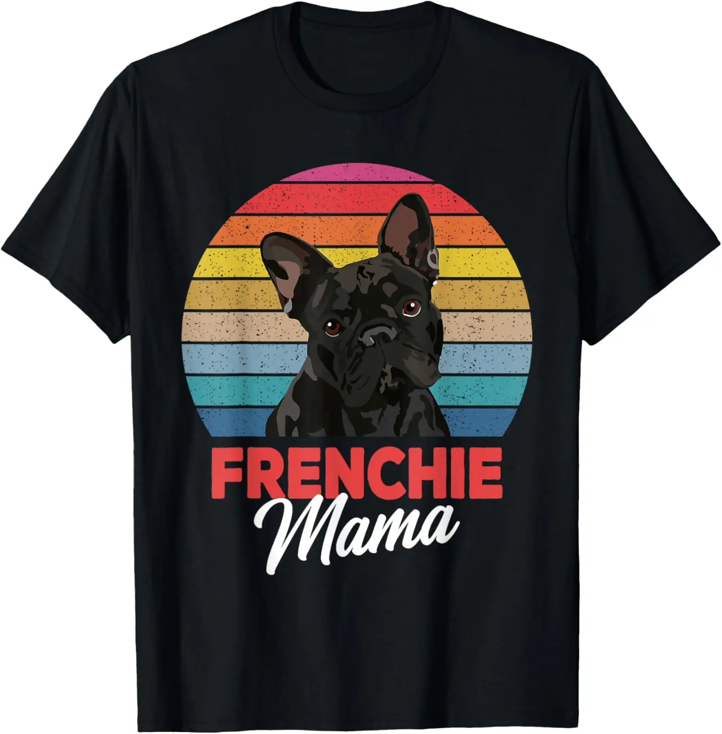Women's 100% Cotton Vintage Streetwear Short-Sleeve Round Neck Casual Graphic Top - Frenchie Mama French Bulldog Lady Gift, Everyday Wear Tshirt