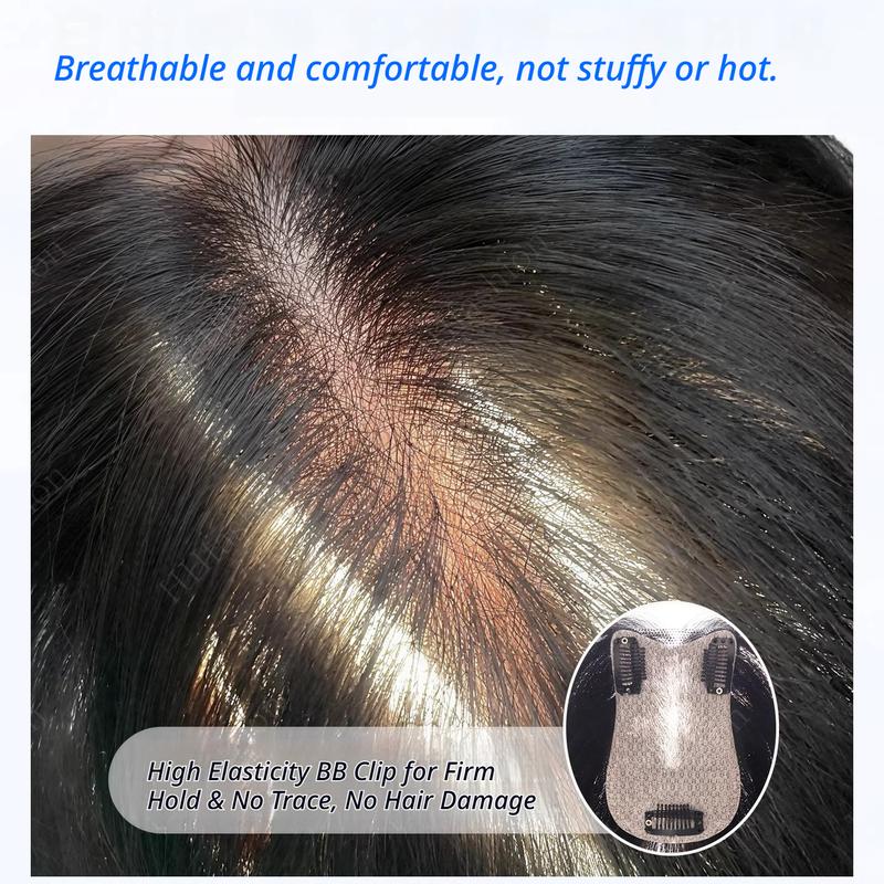 7x11cm V-shaped frontal hairpiece Women's real hair, fully hand-woven, thin bangs.Invisible, seamless, natural, and comfortable.Increase hair volume and cover up thinning hair.Become younger and more stylish.