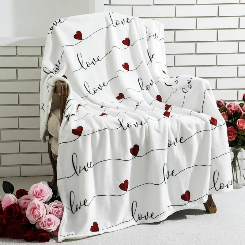 Valentine's Day Throw Blanket Ultra Soft Fleece Blanket for Bed and Couch Cozy Holiday Theme Throw Warm Winter Valentines Decoration, 50 x 60 Inches