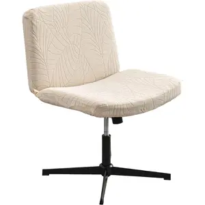 Armless Chair Cover, Criss Cross Chair Slipcover, Stretch Fitted Vanity & Accent Chair Cover, Elastic Wide Seat Chair Protector for Home Decor