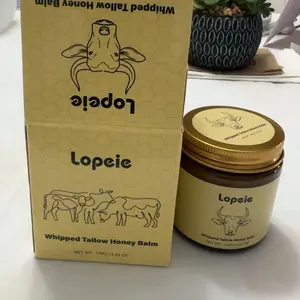 Lopeie Organic Grass-Fed Beef Tallow Balm with Raw Honey & Beeswax - Natural Moisturizer for All-Body Skin Care, Hydrating Formula with Vitamins A, D, E, K, 4.23 Oz-LAVENDER   New Year gift