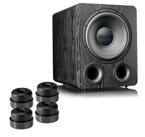 SVS PB-1000 Pro Ported 12-Inch Subwoofer Bundle SoundPath Subwoofer Isolation System (4-Pack) - Black Ash Audio Smartphone