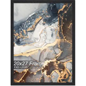 Engineered Wood 20x27 Frame, Black Picture Frame for 20 x 27 Inch Poster Puzzle Photo, Light Weight 20 by 27 Poster Frame with Wood-grain for Wall - 1 Pack Black