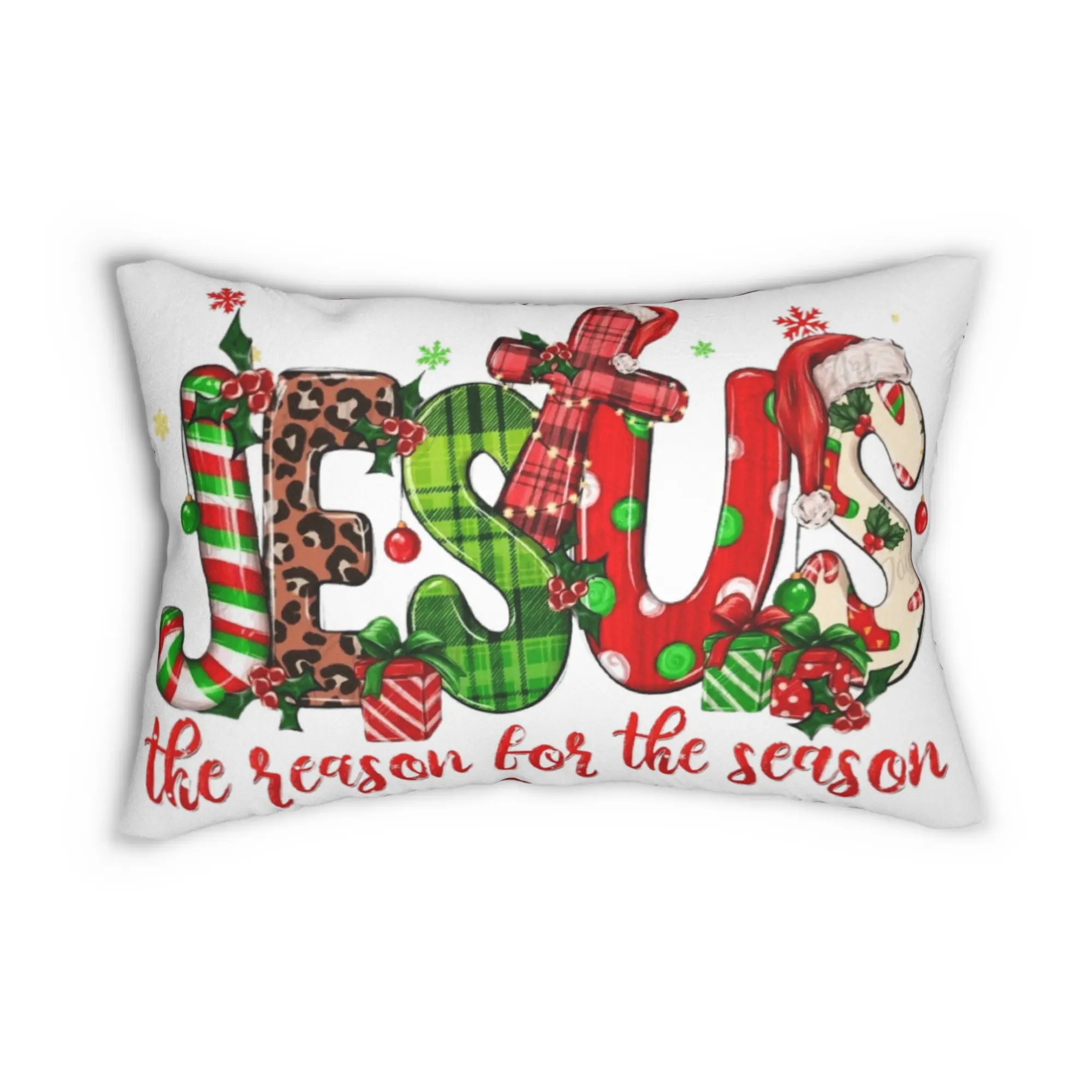 Festive Jesus is the Reason Christmas Holiday Pillow