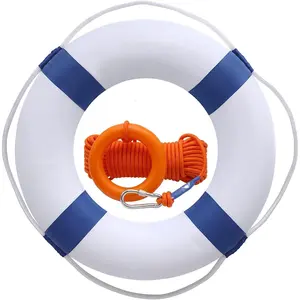 20 Inch / 50cm Pool Safety Life Preserver Throw Ring Buoy- Swim Foam Rings for Swimming Pool Wall Decoration with 98.4FT Water Floating Lifesaving Rope