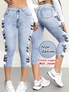 Women's Printed Cropped Leggings, Non-Denim Fabric, Casual, Fashion & Stylish Design, Perfect for Daily Wear, Womenswear