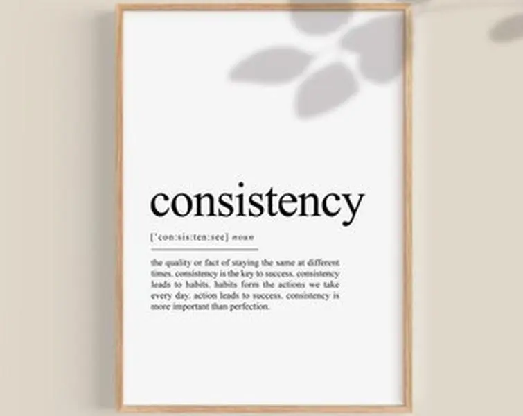 Consistency Definition Prints, office poster, office wall decor,  Home Gym Sign, entrepreneur gift, inspirational quotes