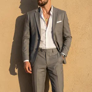 Douglas & Grahame Men's Classic Fit 2-Piece Wool Suit (98% Wool), Jacket Pants Set, Free Tie, Formal Business Wedding Casual Set, Suitable for Various Office and Formal Occasions, office work clothes, formal outfits men, western style menswear.