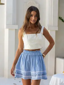 Cocopiña Milos Mini Skirt, Bohemian Tiered Mini Skirt, 100% Premium Rayon, Double-Lined for Coverage, Elasticized Ruffled Waistband, Flowy Summer Skirt, Sustainable Fashion, Boho Travel Clothing, Ethical Women's Wear