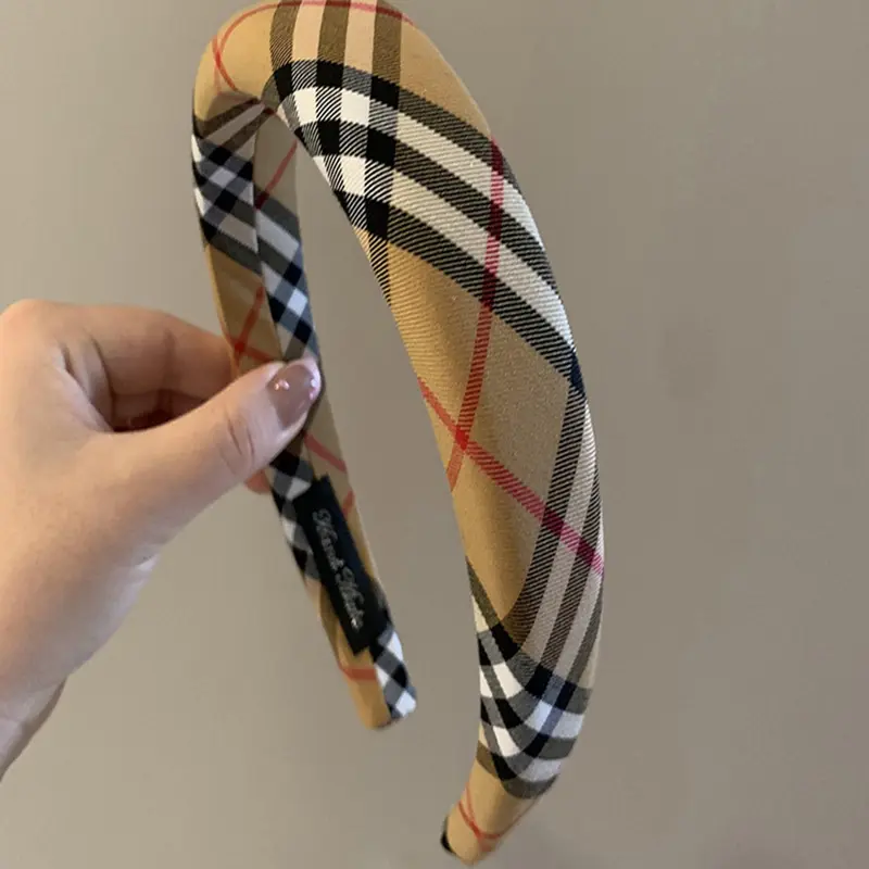 English Style Striped Tartan Hair Accessory, Thick Sponge Headband, Classic Plaid Fabric, Casual Daily Scarf Hair Tie, Hair Braid Headband, Zigzag Headband, Fashion Headbands, Hairbands