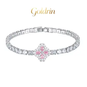 Sweet Luxury Four-Leaf Clover Zircon Bracelet, Niche Versatile Trendy Bangle Jewelry for Women