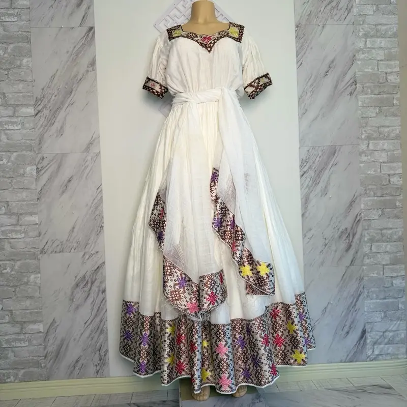 ethiopian casual dress Ethiopian Habesha Tibeb Telet Sleeveless Suspender Dress Summer Fashion Casual Long Dress