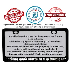 Nothing Good Starts In A Getaway Car License Plate Frame, Car Accessories Reputation ,add a touch of style and personality, elegance
