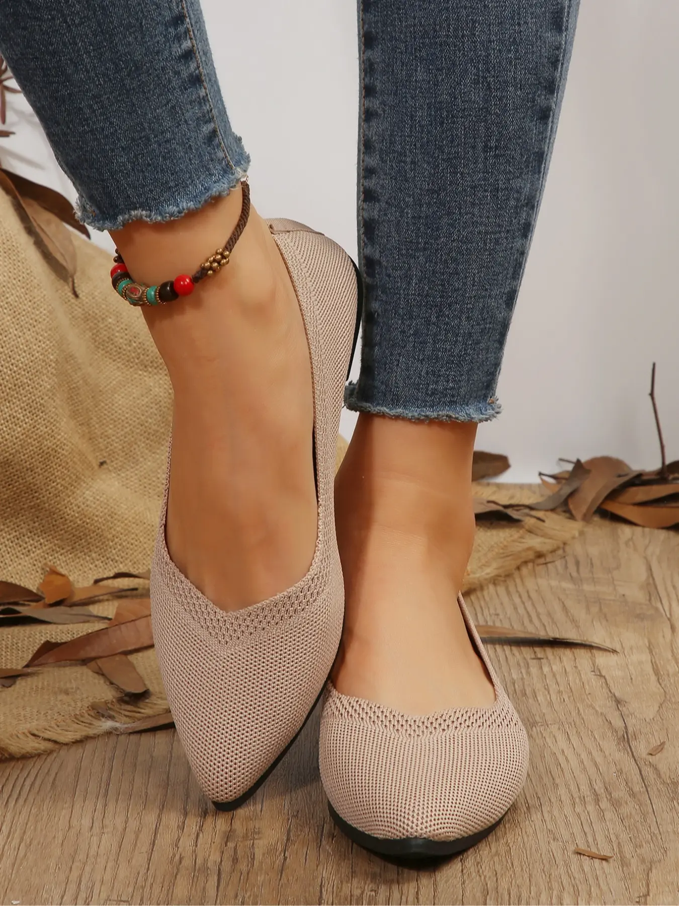 Women's New Pointed Toe Flat Shoes, Comfortable Fabric Slip-ons, Slip Ins Shoes, Versatile Casual Footwear for Various Occasions, Everyday Shoes, Rubber Sole Shoes