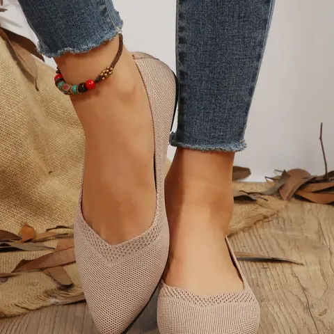 Women's New Pointed Toe Flat Shoes, Comfortable Fabric Slip-ons, Slip Ins Shoes, Versatile Casual Footwear for Various Occasions, Everyday Shoes, Rubber Sole Shoes, Shoes Flats