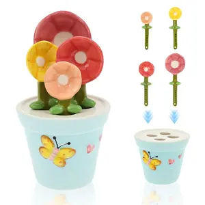 4Pcs Ceramic Measuring Spoon Set Flower Shape Baking Scale Spoon with Base Reusable Measuring Spoon for Home Kitchen Baking Tool NONE