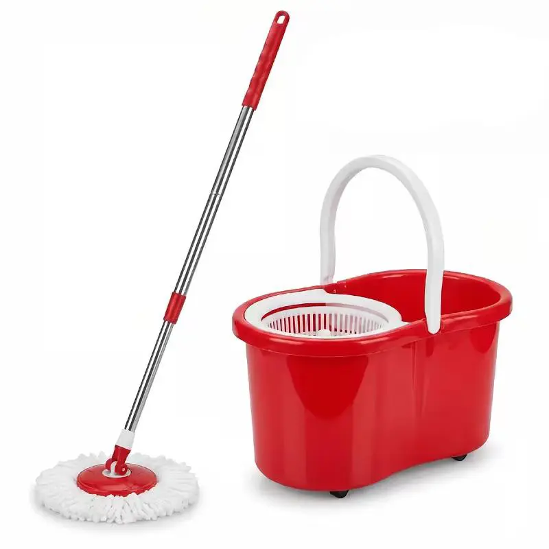 Spin Mop and Bucket with Wringer, 360° Rotating Floor Cleaning System with 43" Adjustable Handle, Fits Under Sink for Apartment Kitchen