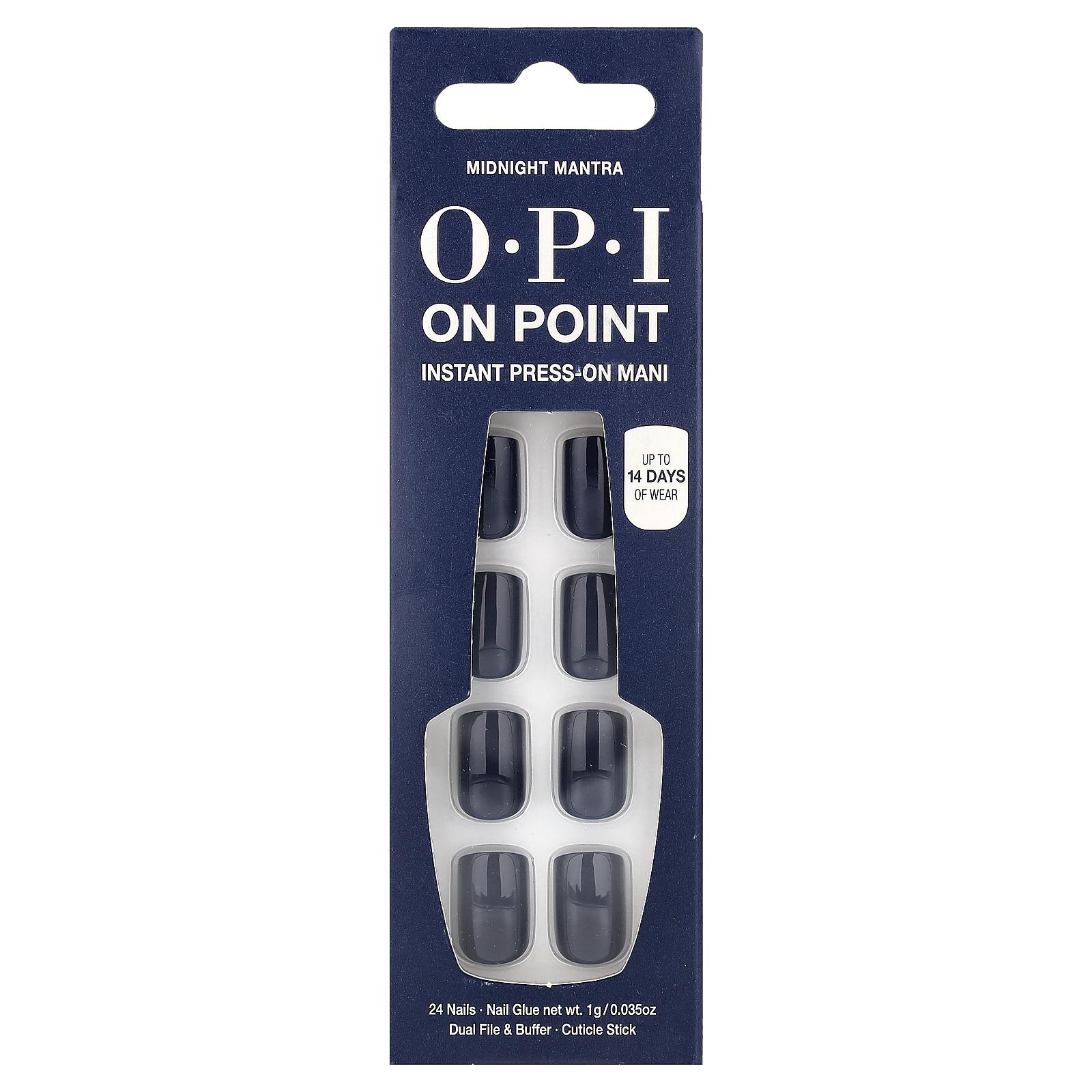 OPI On Point, Instant Press-On Mani, Short Length, Midnight Mantra, 27 Piece Kit