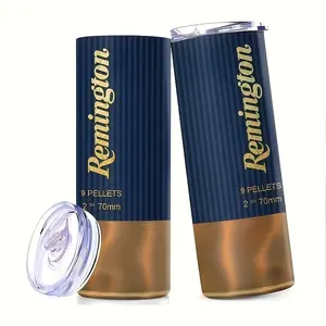 Remington Bullet Design Vacuum Flask, Stainless Steel Thermos, 1 Count Reusable Stainless Steel Water Bottle with Straw, Portable Drinking Cup for Home Office Outdoor Camping, Insulated Travel Drinkware, Insulated Tumbler, Drinkware