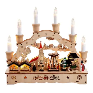 10.25" Wooden LED Light-Up Musical/Motion Christmas Village