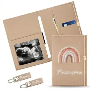 Cute Footprint Photo & ID Card Holder, Adorable Pregnancy Storage Bag with Lanyard, New Mom Essential, Birth Certificate & Vaccine Record Organizer