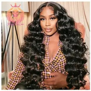 9A 13*4 Loose Curl Wigs Lace Front Wide Part  with Baby Hairs Wand Curls On Wig Loose Wave Wigs Human Hair