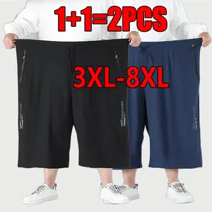 Men's 3XL-8XL Oversized Loose Casual Athletic Shorts Fashion Print Design Zipper Pockets Adjustable Drawstring Waistband Breathable Quick-Dry Plus-Size Summer Shorts Black Dark Gray Dark Blue Multiple Sports Clothes Activewear