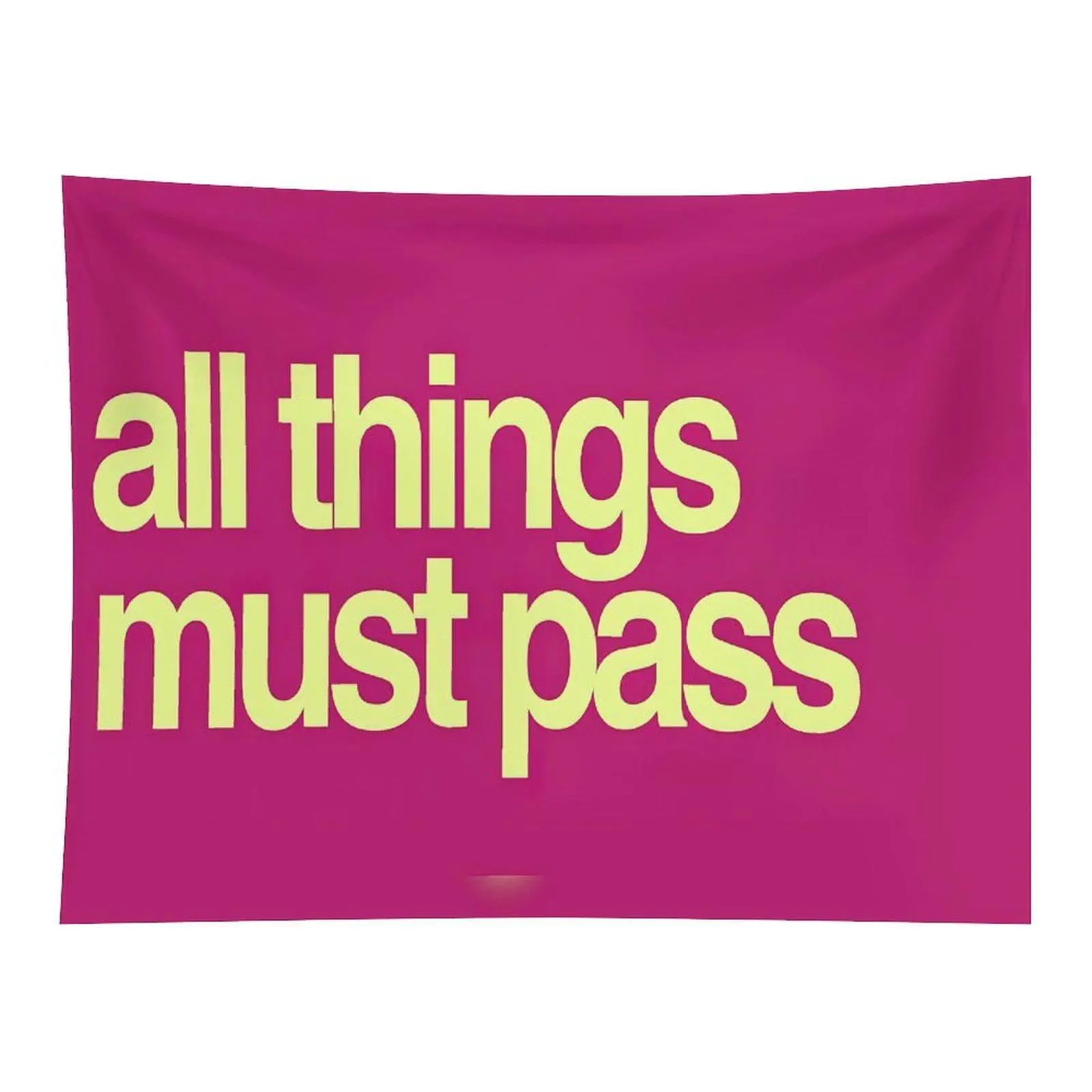All Things Must Pass Tapestry Magenta Quote Wall Hanging, Minimal Typography Tapestry for Bedroom Dorm Decor