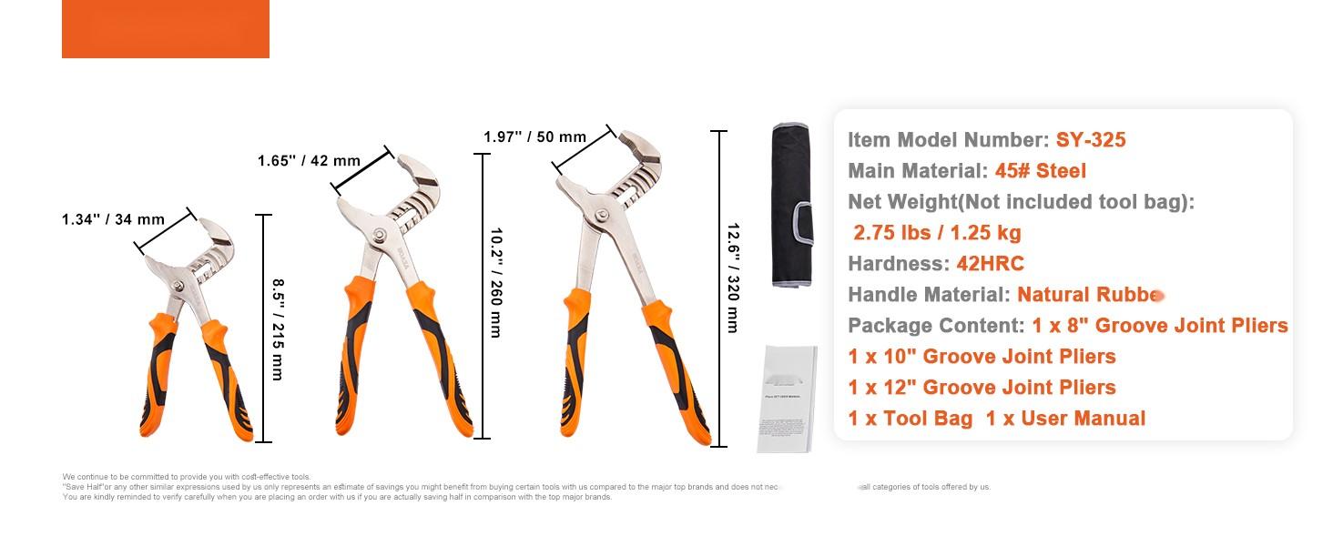 3-Piece Groove Joint Pliers Set, 12/10/8-Inch, Heat-Treated High-Carbon Steel Water Pump Pliers, Button-Quick Adjustable Pliers For Home Repair, Reliable Gripping For Nuts, Bolts, Pipes, And Fittings 3-Piece Groove Joint Pliers Set, 12/10/8-Inch, Heat-Treated High-Carbon Steel Water Pump Pliers, Button-Quick Adjustable Pliers For Home Repair, Reliable Gripping For Nuts, Bolts, Pipes, And Fittings