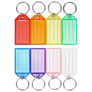 Cuttte 16 Pack Plastic Key Tags, Key Labels with Ring and Label Window, 8 Colors