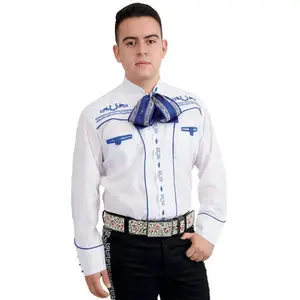 Camisa Charra Niño Blanco con Azul – Ropa Vaquera Mexicana