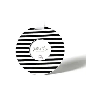 Black Medium Stripe Mini Round Frame - Attach Separately - No Additional Features or Accessories Included
