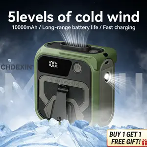 100-Speed Portable Waist Fan| USB Rechargeable Fan With Light| Large Capacity Outdoor Cooling