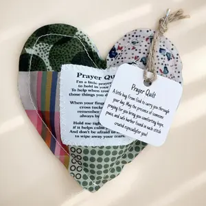 2-Pack Handmade Prayer Quilt with Cross Inside Pocket Size Comfort Quilts Christian Sympathy Gift 4 x 4 inches