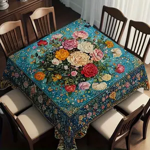1 artistic style printed square tablecloth suitable for indoor and outdoor use in home kitchens, dining parties, terraces, room decoration, party kitchens, dining tables, and party tablecloths Picnic Table Cover