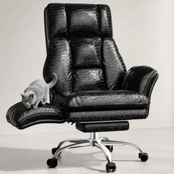 【Office Elite】HOMRELEXA Big and Tall Premium Executive Office Chair, 135° Reclining with Footrest, Wide Seat, ,Flip-Up Armrests, Crocodile Grain Leather, 400lbs Weight Capacity, Pet-Friendly, Height Adjustable, Ergonomic Chair for Home Office & Relaxation