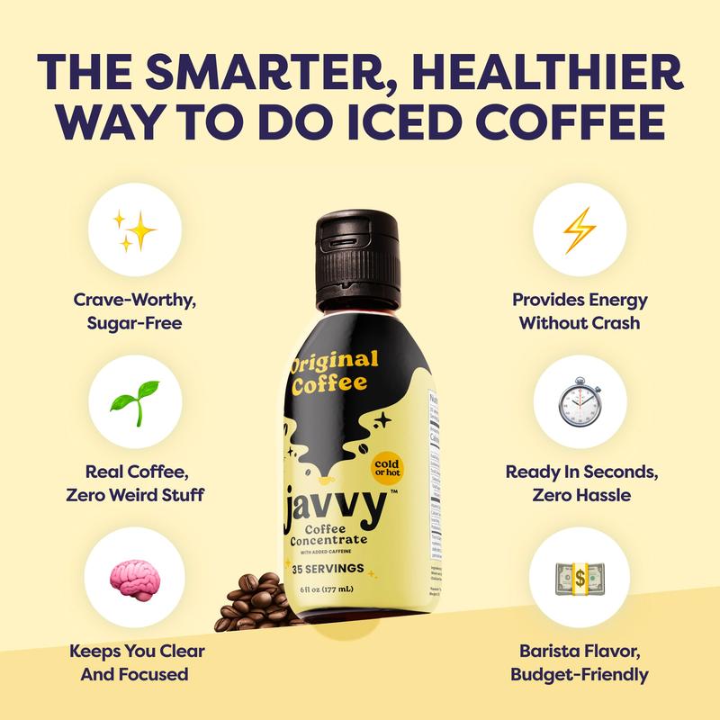 Javvy Coffee Concentrate - 35 Servings of Cold Brew Coffee, Perfect for Instant Iced Coffee Beverage Healthy Flavor