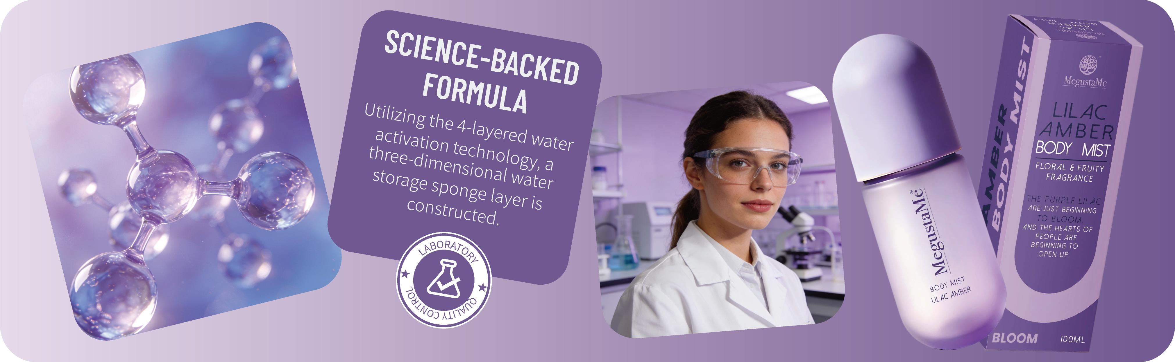 Lilac Amber Body Spray, long-lasting floral-woody mist, free of preservatives and phthalates, gentle and elegant daily perfume, safe skincare women's body fragrance, travel size 3.38 fl oz (100 ml)