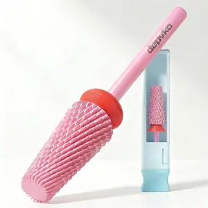 Depvko 5 in 1 Nail Drill Bits, 3/32" Carbide Tungsten Nail Bits for Nail Drill, Professional Two Way Rotate Gel Remover Drill Bit for Manicure Pedicure (Classic 5in1-Pink, Fine-F)