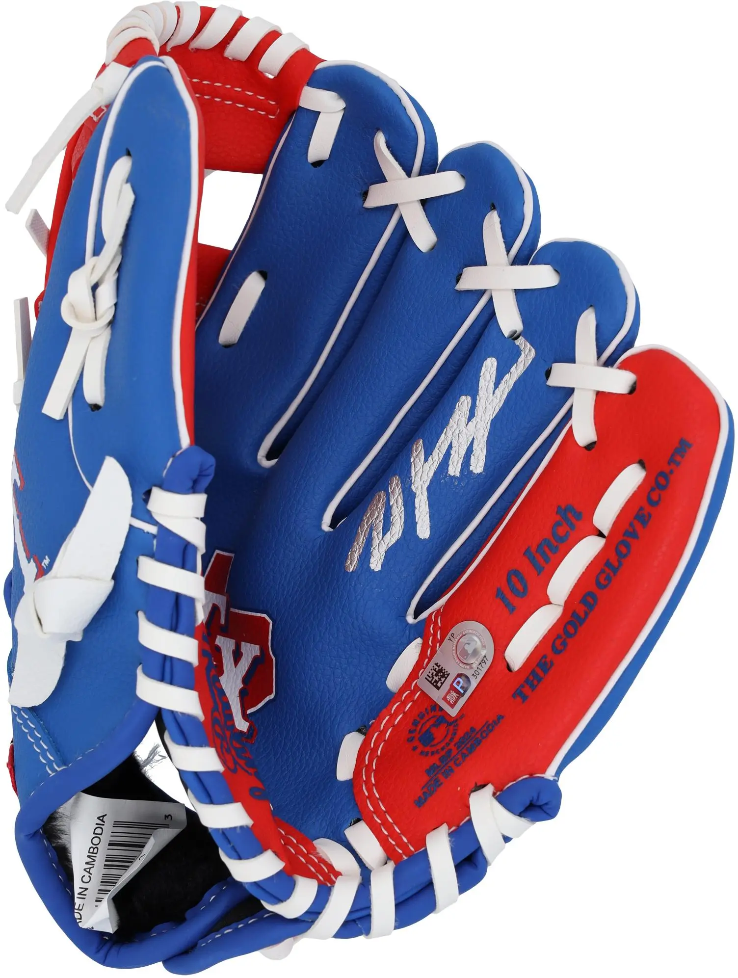Wyatt Langford Texas Rangers Autographed Rawlings 10" Collectible Team Logo Glove - Fanatics Authentic Certified