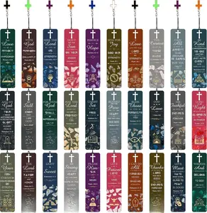 30 Pcs Bible Verses Bookmarks with Hollow Cross Pendants Inspirational Book Markers Christian Bookmarks, Christian Gifts Reading Reward Scripture Church Supplies for Women Kids Men