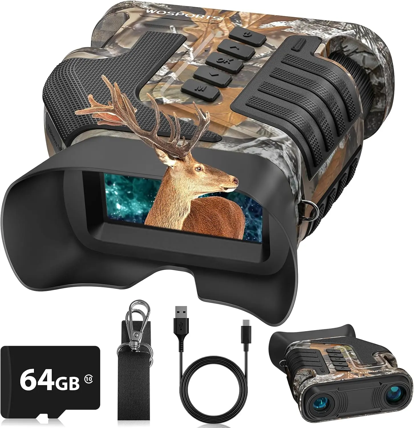 4K Night Vision Goggles, 80X Total Magnification, 64GB TF Card | 10X Optical + 8X Digital Zoom, 1315FT Vision Range, 5000mAh Rechargeable Battery, IPX Waterproof NVG, Gifts for Men