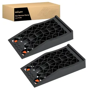 Nilight Car Ramps - Portable Low-Profile Car Accessories for Home Garage Maintenance, 10,000lb GVW Capacity, 2-Pack (Pair)